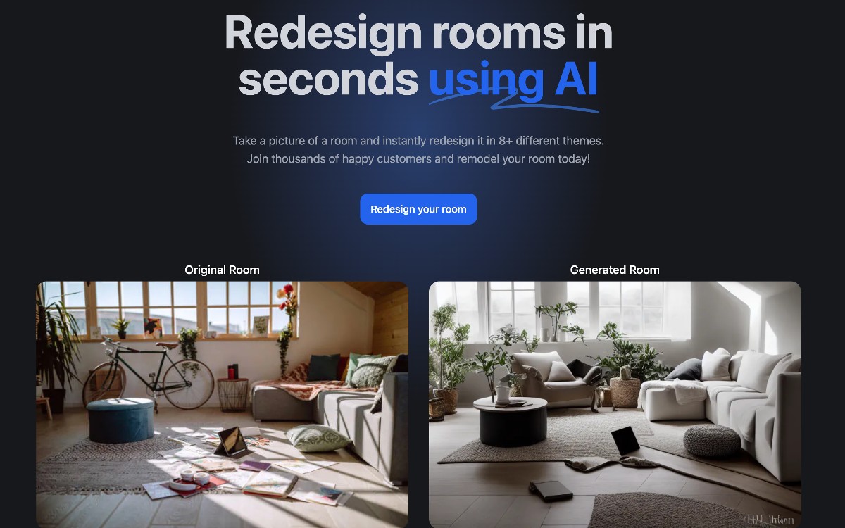 Redesign rooms in seconds using AI
